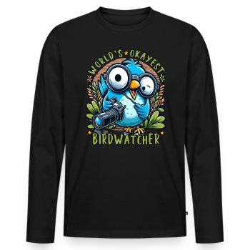 Weltbester Okayer Birdwatcher Vogelbeobachtung - Männer Premium Bio Langarmshirt - Schwarz - Vorne - Nico (187cm)