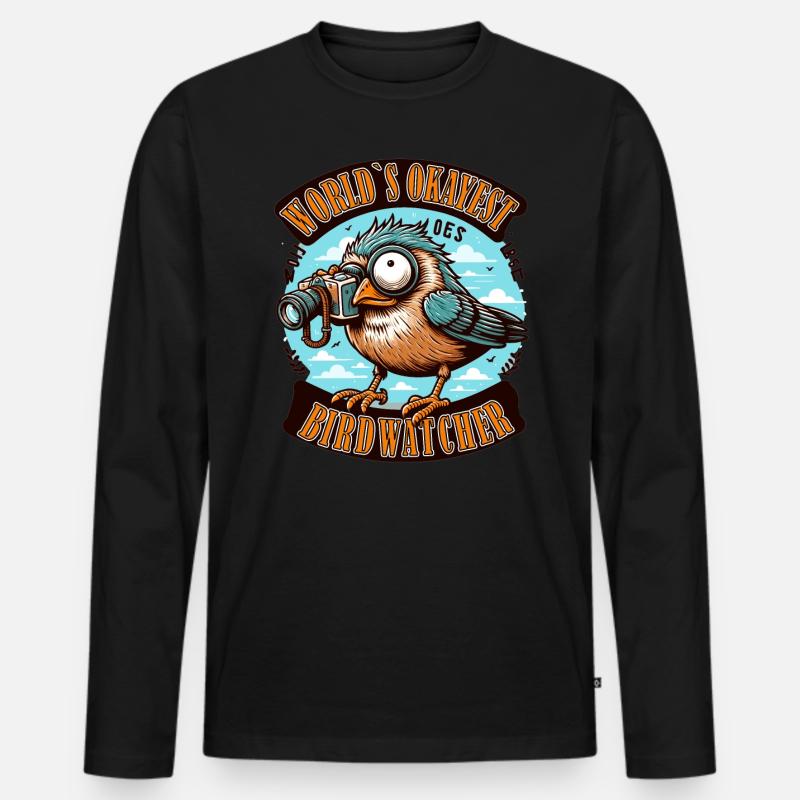 Weltbester Okayer Birdwatcher Vogelbeobachtung - Männer Premium Bio Langarmshirt - Schwarz