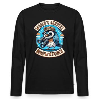 World’s Best Okay Birdwatcher Observation des oiseaux - T-shirt manches longues Premium bio Homme - noir - Devant - Nico (187cm)