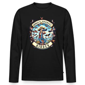 Le meilleur ornithologue amateur au monde - T-shirt manches longues Premium bio Homme - noir - Devant - Nico (187cm)