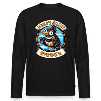 World's Best Okay Birder Birdwatching - Men's Premium Organic Long Sleeve Shirt - black - Front - Nico (187cm)