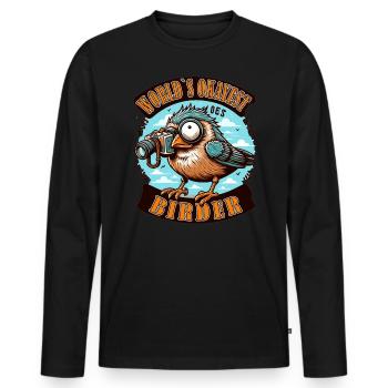 World's Best Okay Birder Birdwatching - Men's Premium Organic Long Sleeve Shirt - black - Front - Nico (187cm)