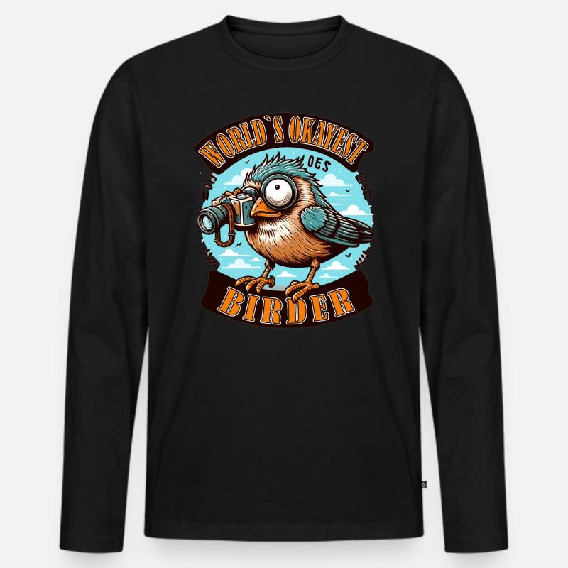 Weltbester Okayer Birder Vogelbeobachtung - Männer Premium Bio Langarmshirt - Schwarz