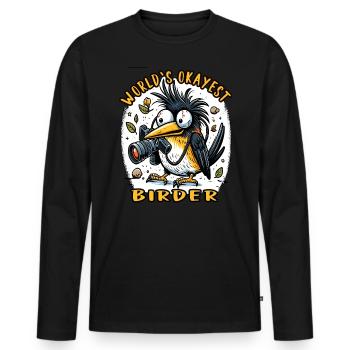 World's Best Okay Birder Birdwatching - Men's Premium Organic Long Sleeve Shirt - black - Front - Nico (187cm)