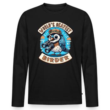 World's Best Okay Birder Birdwatching - Men's Premium Organic Long Sleeve Shirt - black - Front - Nico (187cm)