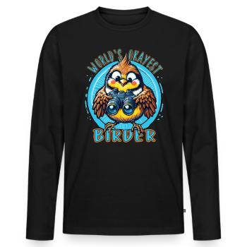 World's Best Okay Birder Birdwatching - Men's Premium Organic Long Sleeve Shirt - black - Front - Nico (187cm)