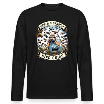 World's Best Okay Bird Guide Bird Watching - Men's Premium Organic Long Sleeve Shirt - black - Front - Nico (187cm)