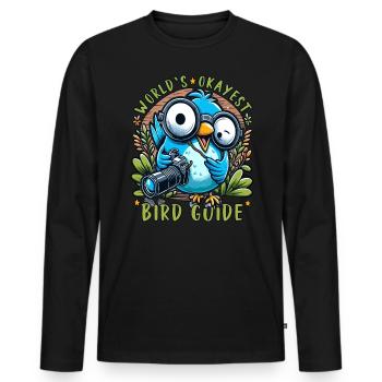 World's Best Okay Bird Guide Bird Watching - Men's Premium Organic Long Sleeve Shirt - black - Front - Nico (187cm)