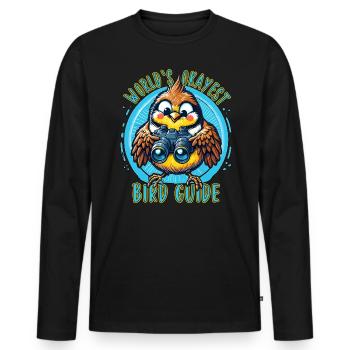 World's Best Okay Bird Guide Bird Watching - Men's Premium Organic Long Sleeve Shirt - black - Front - Nico (187cm)