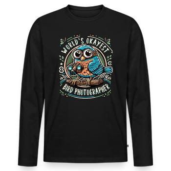 Le meilleur photographe d’observation d’oiseaux au monde - T-shirt manches longues Premium bio Homme - noir - Devant - Nico (187cm)