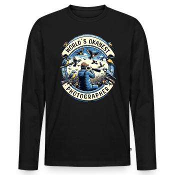 Le meilleur photographe d’observation d’oiseaux au monde - T-shirt manches longues Premium bio Homme - noir - Devant - Nico (187cm)
