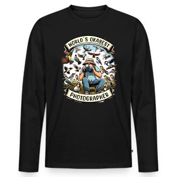 Le meilleur photographe d’observation d’oiseaux au monde - T-shirt manches longues Premium bio Homme - noir - Devant - Nico (187cm)