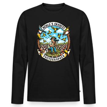 Le meilleur photographe d’observation d’oiseaux au monde - T-shirt manches longues Premium bio Homme - noir - Devant - Nico (187cm)