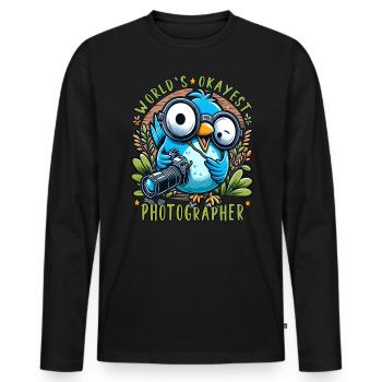 Le meilleur photographe d’observation d’oiseaux au monde - T-shirt manches longues Premium bio Homme - noir - Devant - Nico (187cm)