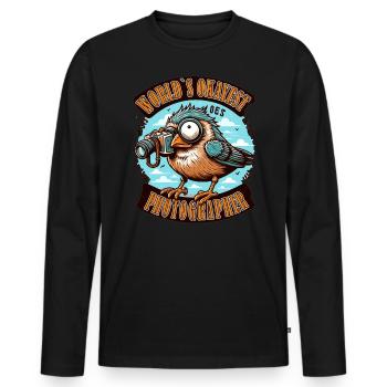 Le meilleur photographe d’observation d’oiseaux au monde - T-shirt manches longues Premium bio Homme - noir - Devant - Nico (187cm)