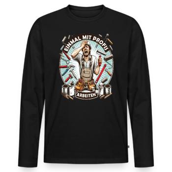 Working with professionals, funny master painter - Men's Premium Organic Long Sleeve Shirt - black - Front - Nico (187cm)