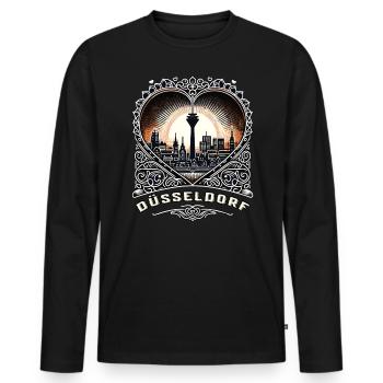 Düsseldorf Skyline Heart Love Home - T-shirt manches longues Premium bio Homme - noir - Devant - Nico (187cm)