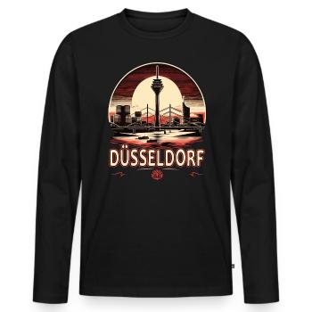 Düsseldorf Skyline Heart Love Home - T-shirt manches longues Premium bio Homme - noir - Devant - Nico (187cm)