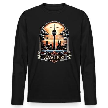 Düsseldorf Skyline Heart Love Home - T-shirt manches longues Premium bio Homme - noir - Devant - Nico (187cm)