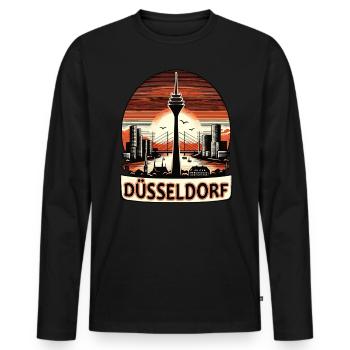 Düsseldorf Skyline Heart Love Home - T-shirt manches longues Premium bio Homme - noir - Devant - Nico (187cm)