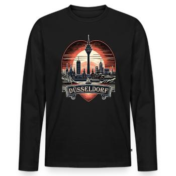 Düsseldorf Skyline Heart Love Home - T-shirt manches longues Premium bio Homme - noir - Devant - Nico (187cm)