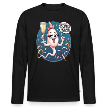 40 Years Ago I Was The Fastest Woman - Men's Premium Organic Long Sleeve Shirt - black - Front - Nico (187cm)