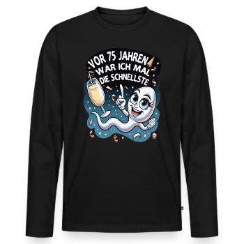 Il y a 75 ans, j’étais la femme la plus rapide - T-shirt manches longues Premium bio Homme - noir - Devant - Nico (187cm)