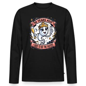 Vor 40 Jahren War Ich die Schnellste Frau - Männer Premium Bio Langarmshirt - Schwarz - Vorne - Nico (187cm)
