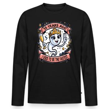 Vor 55 Jahren War Ich die Schnellste Frau - Männer Premium Bio Langarmshirt - Schwarz - Vorne - Nico (187cm)