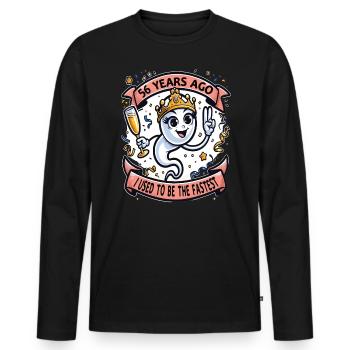 Vor 56 Jahren War Ich die Schnellste Frau - Männer Premium Bio Langarmshirt - Schwarz - Vorne - Nico (187cm)