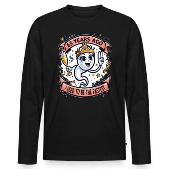 Vor 63 Jahren War Ich die Schnellste Frau - Männer Premium Bio Langarmshirt - Schwarz - Vorne - Nico (187cm)
