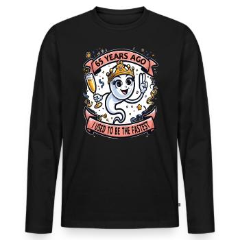 Vor 65 Jahren War Ich die Schnellste Frau - Männer Premium Bio Langarmshirt - Schwarz - Vorne - Nico (187cm)