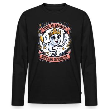 Vor 23 Jahren War Ich die Schnellste Frau - Männer Premium Bio Langarmshirt - Schwarz - Vorne - Nico (187cm)