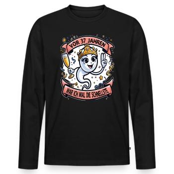 Vor 37 Jahren War Ich die Schnellste Frau - Männer Premium Bio Langarmshirt - Schwarz - Vorne - Nico (187cm)