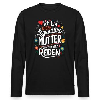 Legendary Mother's Heart & Love Saying - Men's Premium Organic Long Sleeve Shirt - black - Front - Nico (187cm)