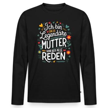 Legendary Mother's Heart & Love Saying - Men's Premium Organic Long Sleeve Shirt - black - Front - Nico (187cm)