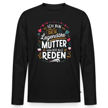 Legendary Mother's Heart & Love Saying - Men's Premium Organic Long Sleeve Shirt - black - Front - Nico (187cm)