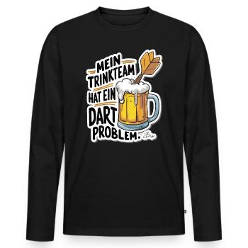 Mon équipe de buveurs a un problème de fléchettes - T-shirt manches longues Premium bio Homme - noir - Devant - Nico (187cm)