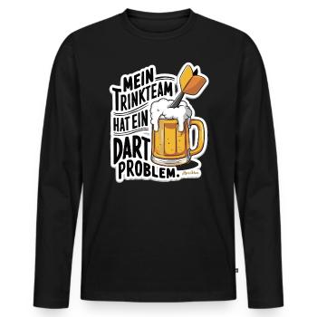 Mon équipe de buveurs a un problème de fléchettes - T-shirt manches longues Premium bio Homme - noir - Devant - Nico (187cm)