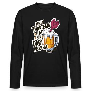 Mon équipe de buveurs a un problème de fléchettes - T-shirt manches longues Premium bio Homme - noir - Devant - Nico (187cm)