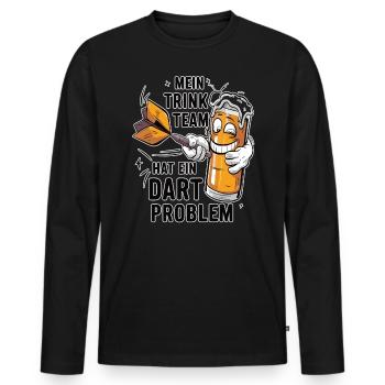 Mon équipe de buveurs a un problème de fléchettes - T-shirt manches longues Premium bio Homme - noir - Devant - Nico (187cm)