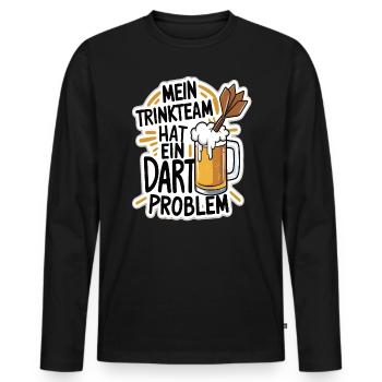 Mon équipe de buveurs a un problème de fléchettes - T-shirt manches longues Premium bio Homme - noir - Devant - Nico (187cm)