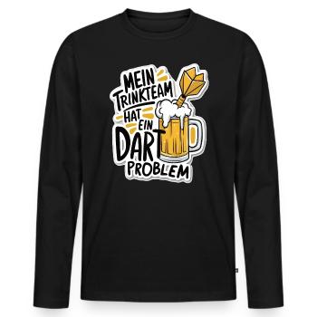 Mon équipe de buveurs a un problème de fléchettes - T-shirt manches longues Premium bio Homme - noir - Devant - Nico (187cm)
