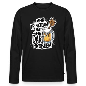 Mon équipe de buveurs a un problème de fléchettes - T-shirt manches longues Premium bio Homme - noir - Devant - Nico (187cm)