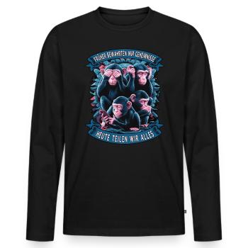 lustiger weise Affen Spruch Handy social media - Männer Premium Bio Langarmshirt - Schwarz - Vorne - Nico (187cm)
