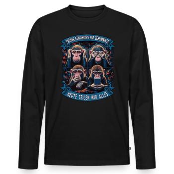 funny way monkey saying cell phone social media - Men's Premium Organic Long Sleeve Shirt - black - Front - Nico (187cm)