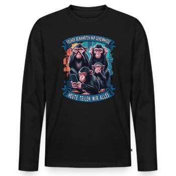 funny way monkey saying cell phone social media - Men's Premium Organic Long Sleeve Shirt - black - Front - Nico (187cm)