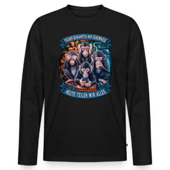 funny way monkey saying cell phone social media - Men's Premium Organic Long Sleeve Shirt - black - Front - Nico (187cm)
