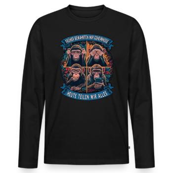 funny way monkey saying cell phone social media - Men's Premium Organic Long Sleeve Shirt - black - Front - Nico (187cm)
