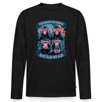 funny way monkey saying cell phone social media - Men's Premium Organic Long Sleeve Shirt - black - Front - Nico (187cm)